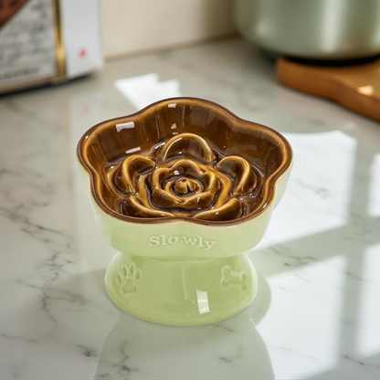 Gamelle anti-glouton - SlowlyBowl - Marron-Verte