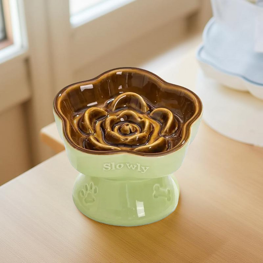 Gamelle anti-glouton - SlowlyBowl - Marron-Verte