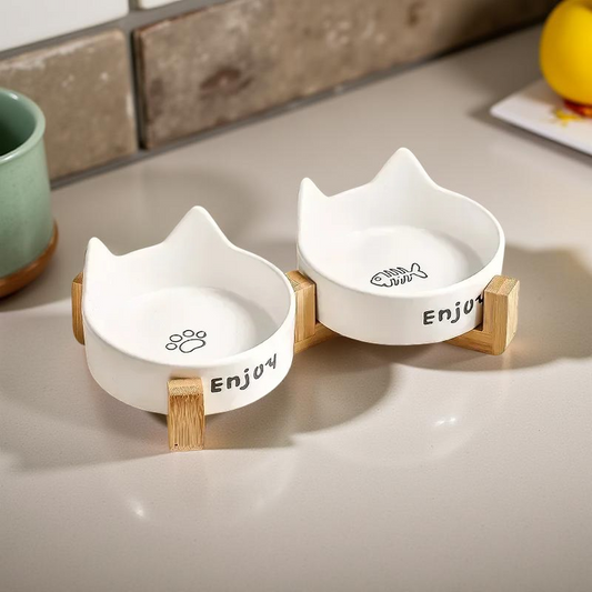 Gamelle céramique - BambooKit Duo Blanche 🤍🐾
