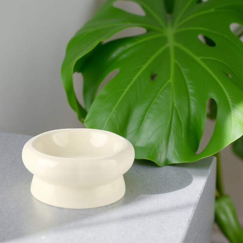 Gamelle surélevée - MonoBowl Short 🐾 Blanche